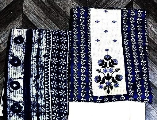 Indigo Block-Print Suit Material (5 m)
