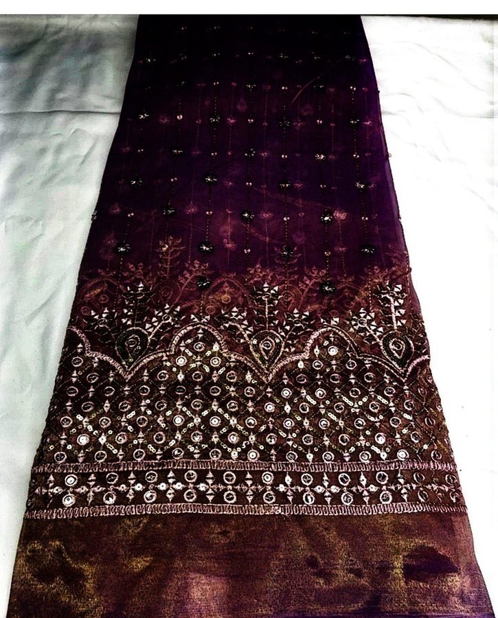 Embroidered organza fabric